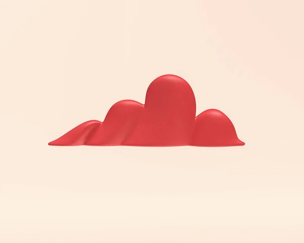 Nubes Miniatura Icono Plástico Color Rojo Plano Representación Pequeñas Nubes —  Fotos de Stock