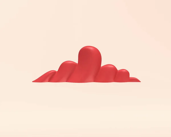 Minyatür Bulutlar Simge Kırmızı Düz Renk Plastik Görüntüleme Küçük Kırmızı — Stok fotoğraf