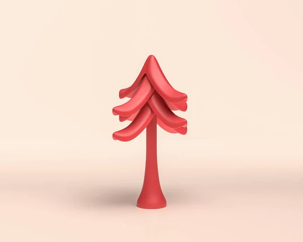 Single Banana Tree Monochromatyczny Płaski Czerwony Kolor Ikona Jasnym Tle — Zdjęcie stockowe