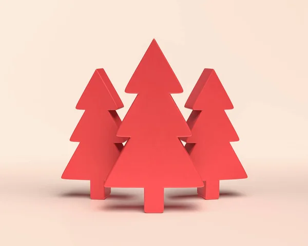 Рождественские Елки Монохромный Красный Цвет Иконка Дерева Белом Фоне Твердые — стоковое фото