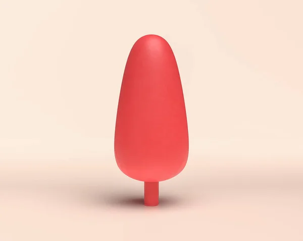 Single Red Popcicle Tree Icon Monochrome Flat Red Color Light — 图库照片