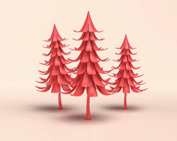 Три Seuss Деревья Монохромный Красный Цвет Иконка Дерева Белом Фоне — стоковое фото