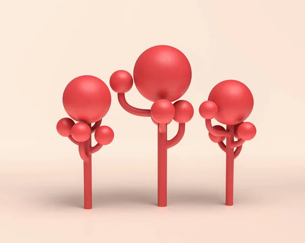 Bubble Gum Trees Monochrome Red Color Icon Tree White Background — 图库照片