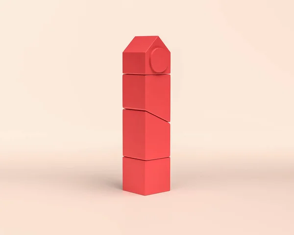 Bâtiment Miniature Icône Couleur Rouge Monochrome Style Plat Solide Rendu — Photo