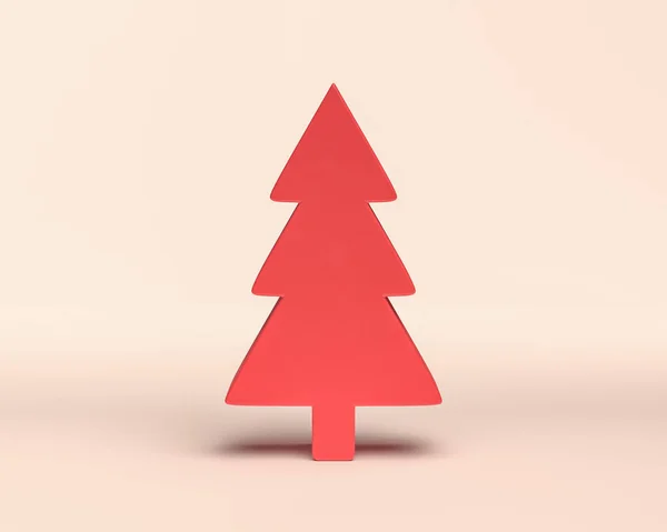Albero Natale Ritagliato Monocromatico Piatto Colore Rosso Icona Sfondo Chiaro — Foto Stock