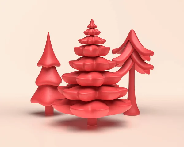Stylized Banana Birthday Drop Pine Trees Monochrome Red Color Icon — Foto de Stock