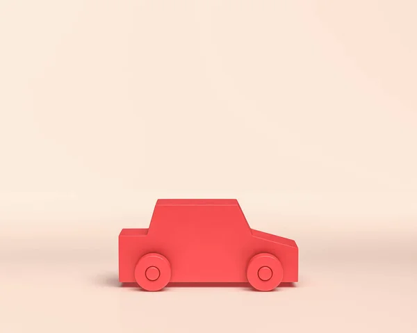 Miniature small Vehicle toy, 3d Icon, monochrome red color, flat and solid style, 3d Rendering