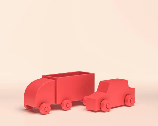 Miniatuur Klein Voertuig Speelgoed Pictogram Monochrome Rode Kleur Plat Massief — Stockfoto