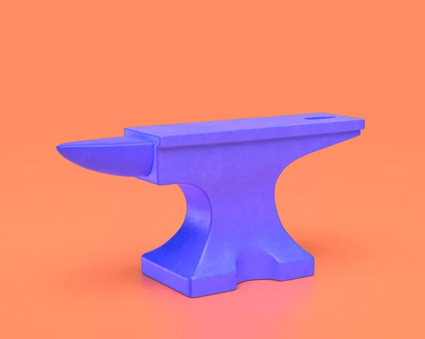 プラスチックアンビルトイ ピンクがかったオレンジの背景に藍青のオブジェクト 3Dレンダリング 最初の人ゲーム Rpgゲーム — ストック写真
