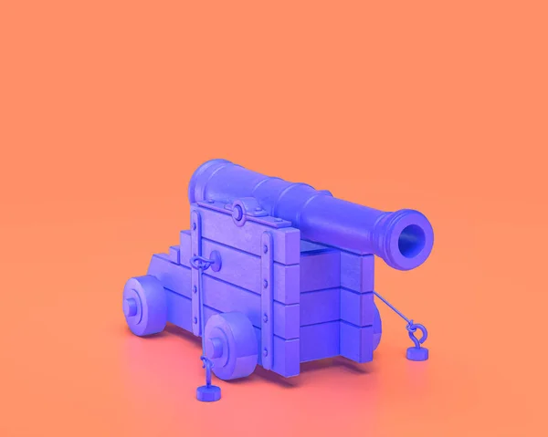 Серія Пластикової Зброї Пушка Гармата Індиго Синя Рука Рожевому Фоні — стокове фото