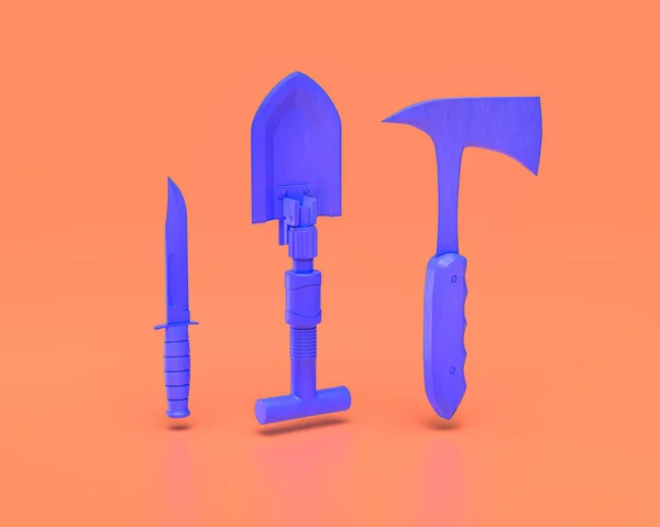 Plastic Weapon Series Soldier Shovel Commando Knife Axe Indigo Blue —  Fotos de Stock