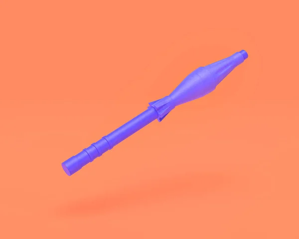 Серія Пластикової Зброї Rpg Rocket Indigo Blue Arm Pinkish Background — стокове фото