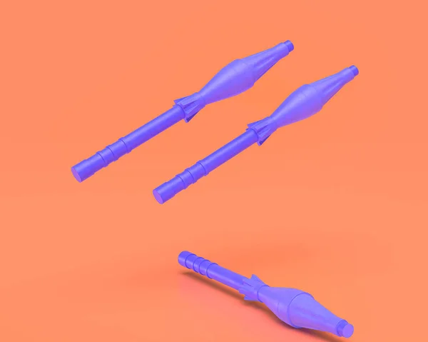 Plastic Weapon Series Rpg Rocket Indigo Blue Arm Pinkish Background — Foto de Stock