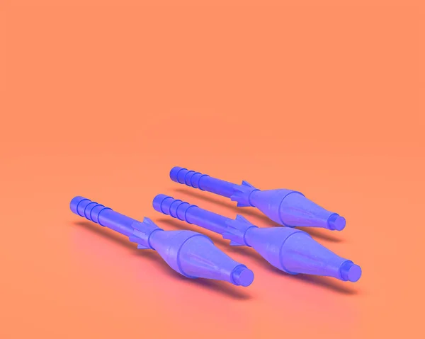 Plastic Weapon Serie Rpg Rakete Indigo Blauen Arm Rosa Hintergrund — Stockfoto