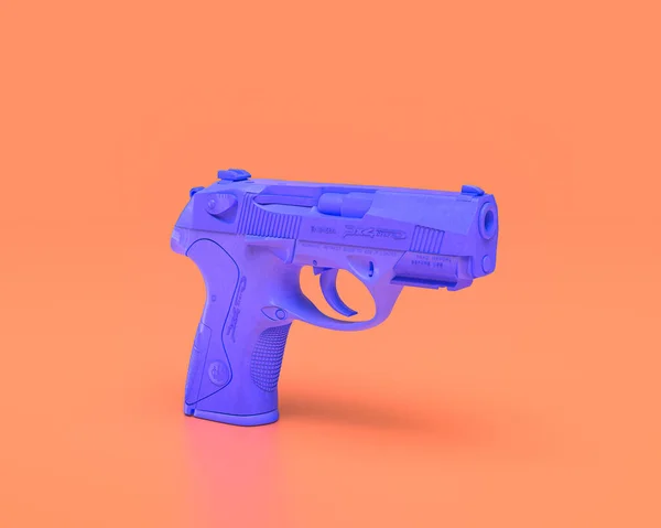 Eine Einzige Handfeuerwaffe Indigoblaue Handkanone Rosafarbenen Hintergrund Darstellung Krieg Kampf — Stockfoto