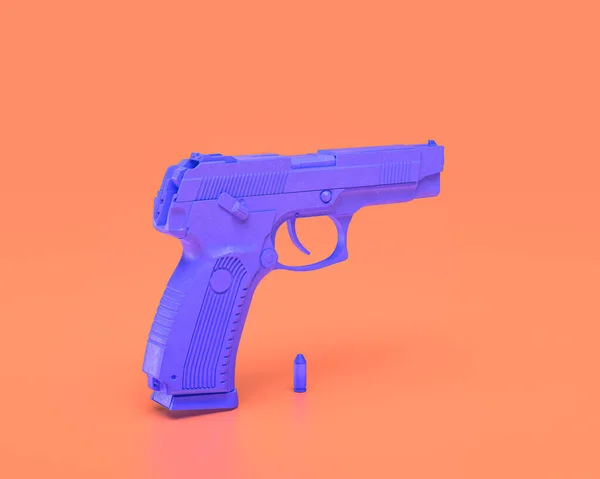 Een Enkele Handgun Indigo Blauwe Hand Kanon Roze Achtergrond Rendering — Stockfoto