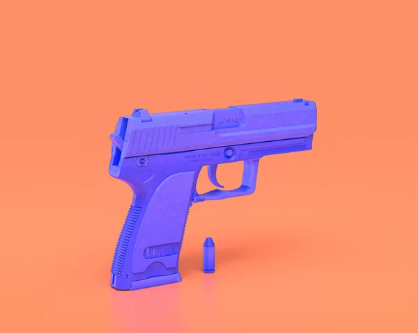 Single Handgun Indigo Blue Hand Cannon Pinkish Background Rendering War — 图库照片