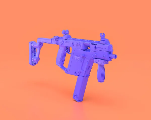 Monochrome Blue Submachine Gun Ground Indigo Blue Rifle Pinkish Background — 图库照片