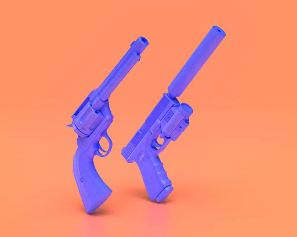 Plastic Weapon Series Two Hand Cannons Colt Glock Indigo Blue — 图库照片