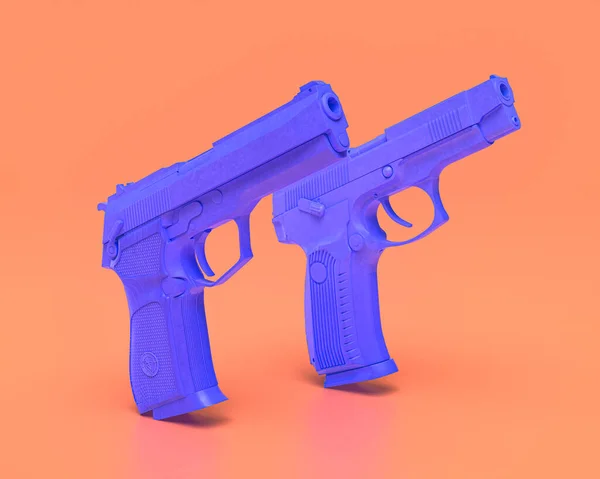 Две Ручные Пушки Бок Бок Индиго Синяя Ручная Пушка Розовом — стоковое фото