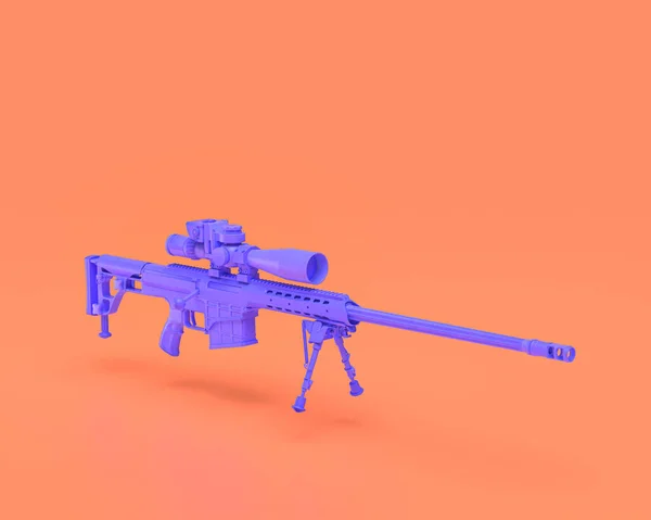 Plastic Weapon Series Sniper Rifle Indigo Blue Arm Pinkish Background —  Fotos de Stock