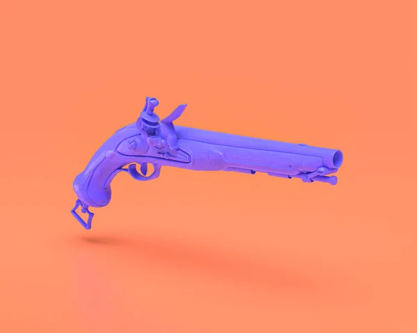 Plastové Zbraně Série Old Flintlock Pistole Indigo Modré Rameno Narůžovělém — Stock fotografie