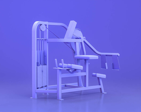 body build gym equipments,  in monochrome blue color background, 3d Rendering, power line