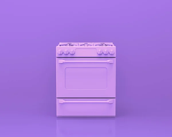 カウンタートップストーブオーブン 単色ピンク紫色の部屋の台所用品 3Dレンダリング キッチンツールと機械 隔離された — ストック写真