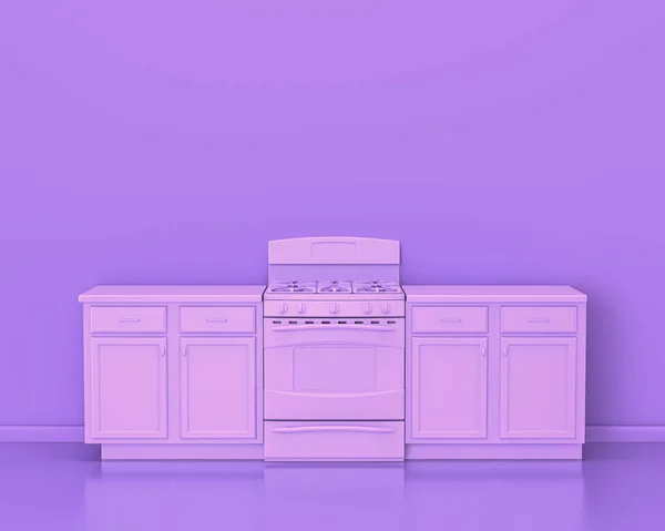 Conter Keuken Apparatuur Monochrome Enkele Roze Paarse Kleur Kamer Rendering — Stockfoto