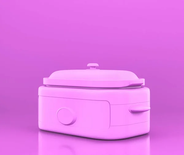 Slow Cooker Μικρές Συσκευές Κουζίνας Επίπεδο Ροζ Χρώμα Μονόχρωμα Χρώματα — Φωτογραφία Αρχείου