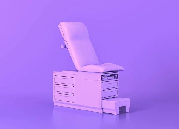 Exam Table Upright Medical Equipment Flat Monochrome Purple Room Rendering — 图库照片