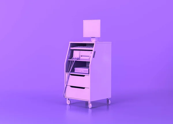バイタルモニターフラットモノクローム紫色の部屋 3Dレンダリング 隔離された病院オブジェクトの医療機器 — ストック写真