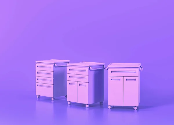 フラットモノクローム紫色の部屋 3Dレンダリング 隔離された病院オブジェクトの医療機器 — ストック写真