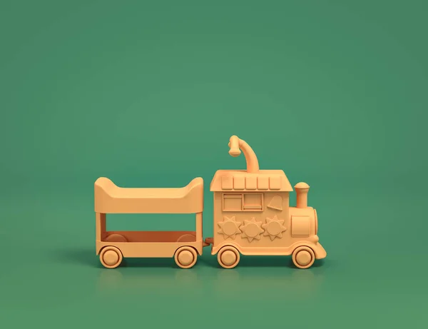 Play Room Yellow Train Wagon Toy Green Background — Stock Photo, Image