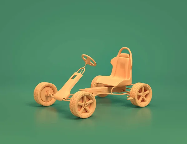 Speelkamer Met Een Geel Kind Atv Voertuig Speelgoed Groene Achtergrond — Stockfoto