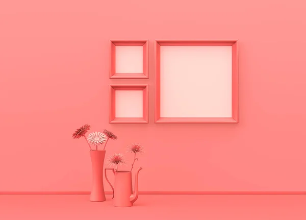 Innenraum Schlicht Monochromer Rosa Farbe Mit Großen Und Kleinen Quadratischen — Stockfoto