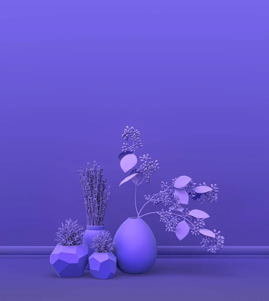 Grupp Växter Och Blommor Vanlig Enda Färg Lila Magenta Tomt — Stockfoto