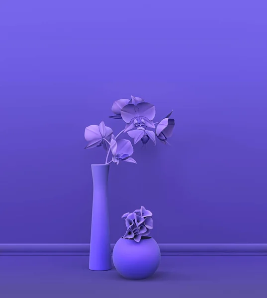 Tek Renk Mor Çiçeklerden Oluşan Bir Bitki Çiçek Grubu Fotokopi — Stok fotoğraf