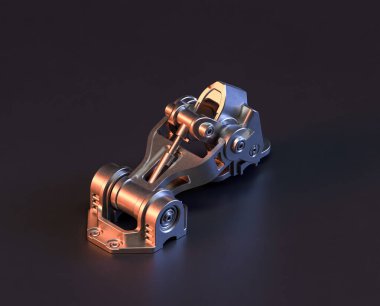 Makine ve otomotiv endüstrisinde makinenin parlak metal yedek mekanik parçası, 3D işlemeli, paslanmaz çelik izole edilmiş makine parçası,