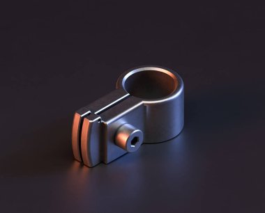 Makine ve otomotiv endüstrisinde makinenin parlak metal yedek mekanik parçası, 3D işlemeli, paslanmaz çelik izole edilmiş makine parçası,