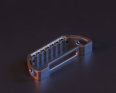 Makine ve otomotiv endüstrisinde makinenin parlak metal yedek mekanik parçası, 3D işlemeli, paslanmaz çelik izole edilmiş makine parçası,