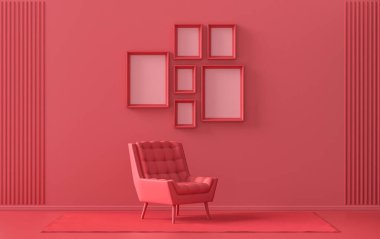 Altı çerçeveli, koyu kırmızı, kahverengi, tek sandalyeli, 3 boyutlu, posteri, resmi olmayan, resmi olmayan poster duvarı.