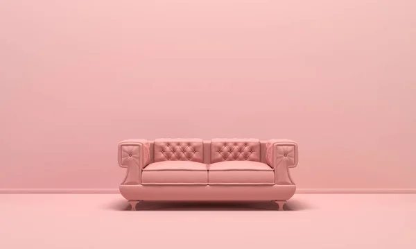 Single Isolated Couch Seat Sofabed Flat Monochrome Pink Color Background — Stock Photo, Image