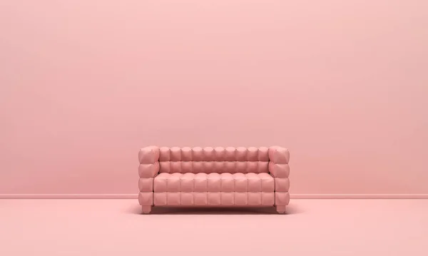 Pojedyncza Izolowana Kanapa Fotel Rozkładana Płaskim Monochromatycznym Różowym Tle Koloru — Zdjęcie stockowe