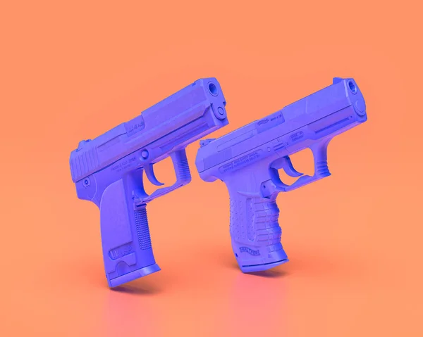 Two Hand Cannons Side Side Indigo Blue Hand Cannon Pinkish — Stock Photo, Image