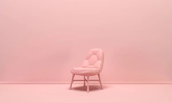 Egyetlen Elszigetelt Szék Lapos Monokróm Rózsaszín Háttér Egyszínű Összetétel Renderelés — Stock Fotó
