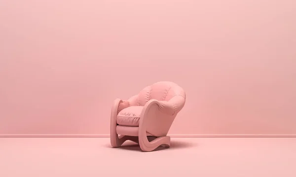 Pojedyncze Izolowane Vintage Krzesło Płaskim Monochromatycznym Tle Różowy Kolor Jednokolorowy — Zdjęcie stockowe