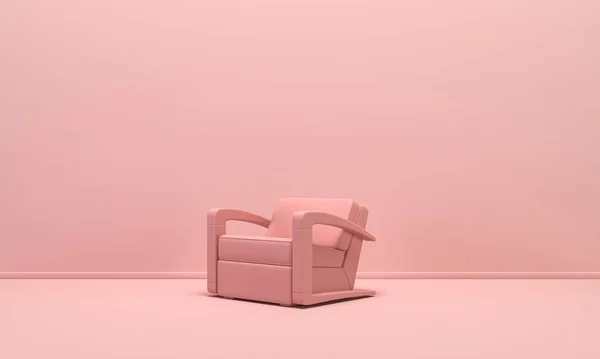 Ενιαία Απομονωμένη Πολυθρόνα Επίπεδο Μονόχρωμο Ροζ Φόντο Χρώμα Σύνθεση Ενός — Φωτογραφία Αρχείου