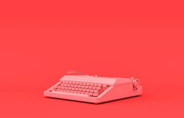Schreibmaschine Einfarbig Flach Raumaccessoire Aus Kunststoff Auf Monochromrosa Hintergrund Rendering — Stockfoto