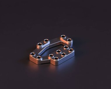 Makine ve otomotiv endüstrisinde makinenin parlak metal yedek mekanik parçası, 3D işlemeli, paslanmaz çelik izole edilmiş makine parçası,